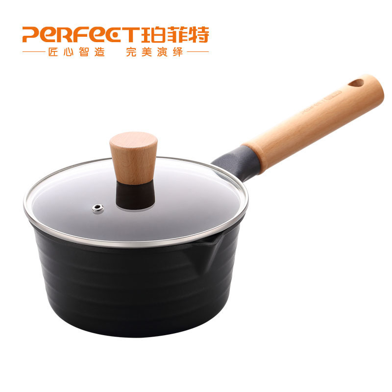 PFT-8109 等离子无烟不粘奶锅18CM(含盖彩盒装) 合金铸造 健康不粘 减少油烟 清洗方便 电磁炉燃气炉通用