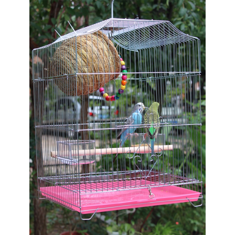 鹦鹉子大号不锈钢色虎皮八哥鹩哥玄凤牡丹画眉鹦鹉养殖大鸟笼_1 鸟窝彩秋千版