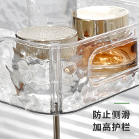 泽熙 [ZT2289]冰川纹收纳架客厅厨房茶杯架水杯架收纳架托盘玻璃 透灰色[双层]收纳架
