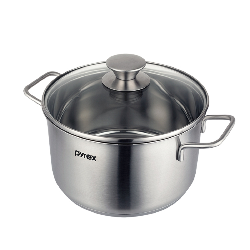 康宁(PYREX)PX-SS2-24-SUP/CN 不锈钢锅304不锈钢汤锅24cm不粘锅双耳炖锅电磁炉通用