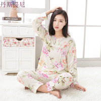 棉绸睡衣女士夏季长袖套装薄款两件套纯绵绸套头人造棉空家居服