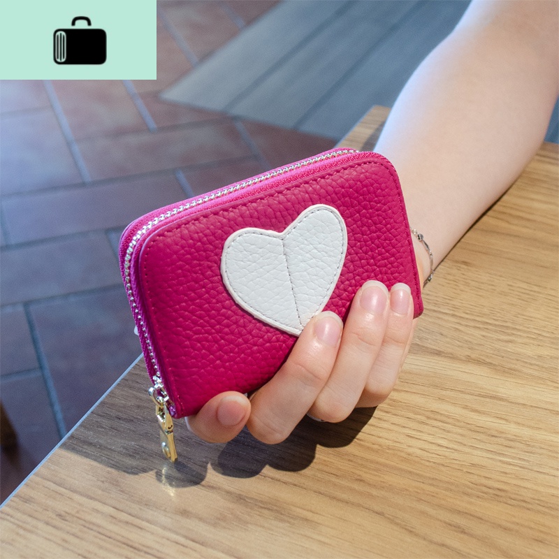 2020韩国简约女卡包真皮迷你多卡位大容量女士牛皮名片包小卡包女NEWLAKE 梅紫色