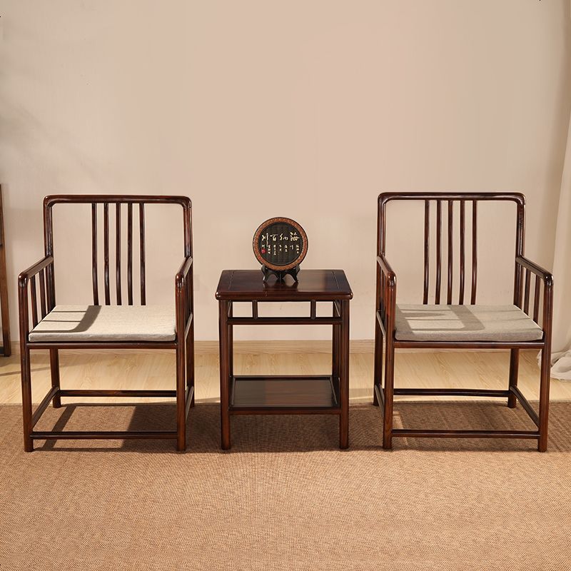 新中式太师椅三件套明清仿古圈椅单人实木围椅榆木茶几靠背椅餐椅