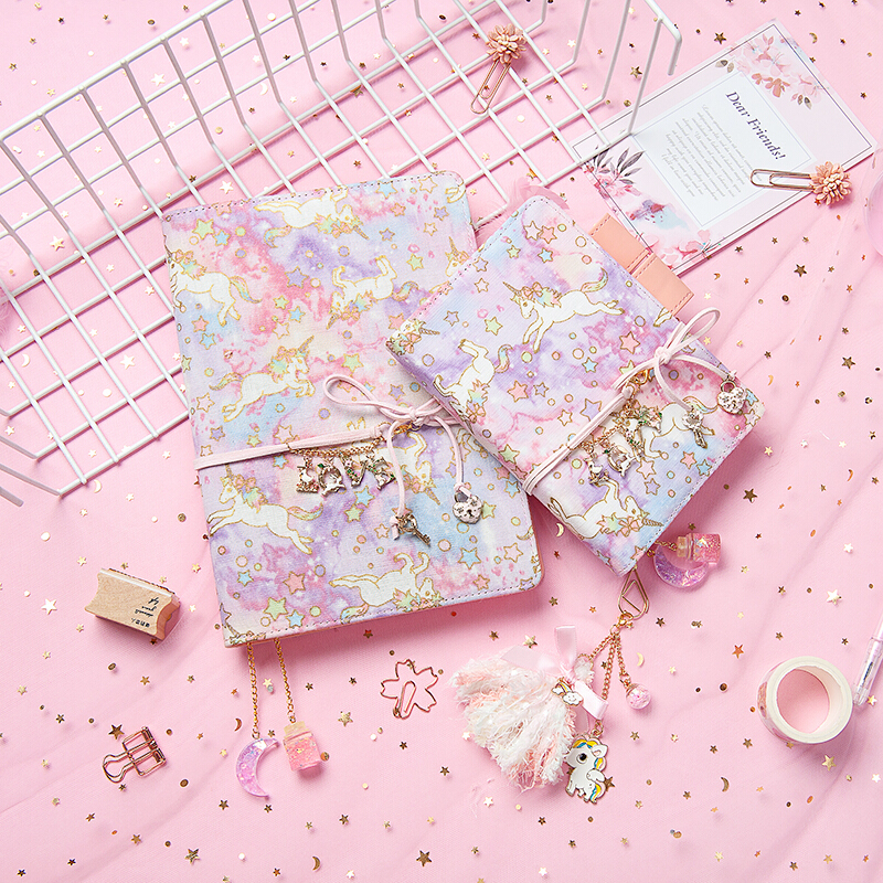 小清新韩国女生手帐本创意记事本a6手账笔记本文具独角兽梦幻套装a6