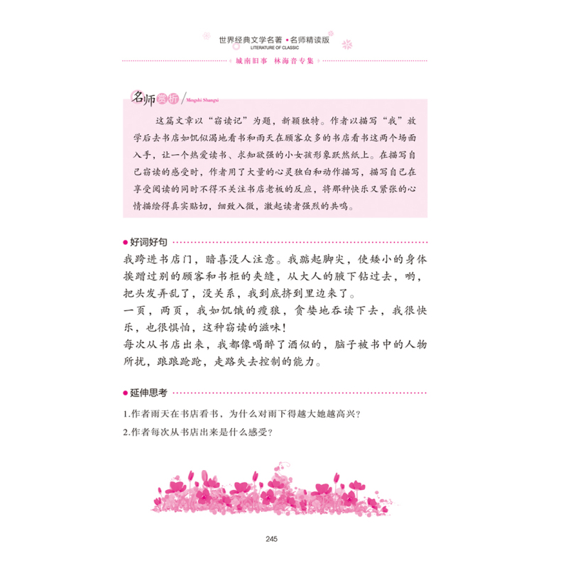 苦儿流浪记 [正版][4本24元]城南旧事窃读记 林海音五六年级四年级汕头大学出版社小学生课外阅读物名师精读版人教版课外