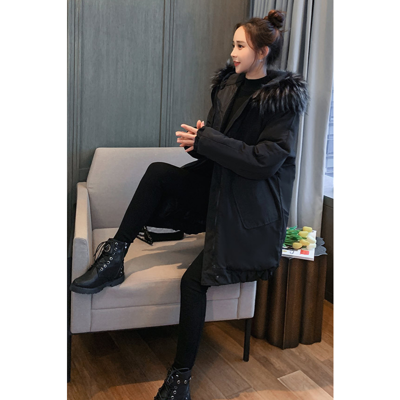 SUNTEK微胖女人冬季加厚大毛领棉衣服胖妹妹洋气穿搭风衣加大码冬装外套风衣