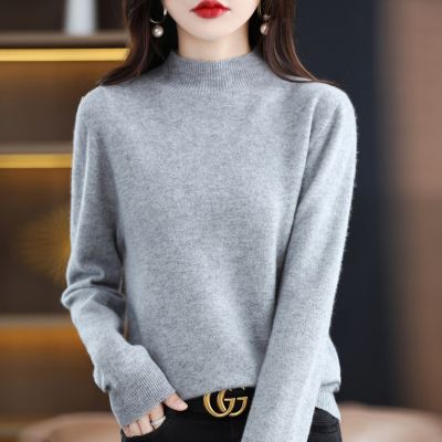 秋冬新款韩版女士半高领打底衫女女士套头打底毛衣内搭针织衫 L 灰色