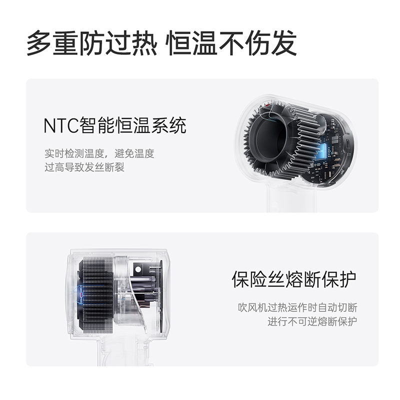 飞科(FLYCO)家用电吹风高速吹风机高浓度负离子护发大风力速干便携低噪音吹风筒FH6370 皓月白高清大图