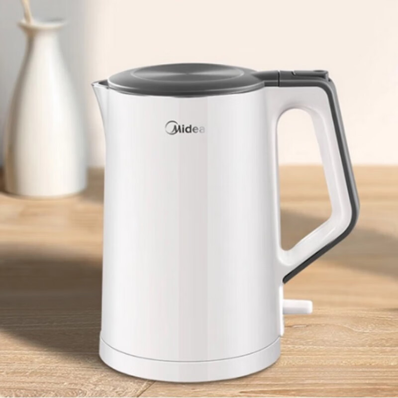 美的(Midea) 电水壶家用烧水壶双层防烫一体式无缝304食品级不锈钢 1.5L双色可选线下同型号MK-HJ1522