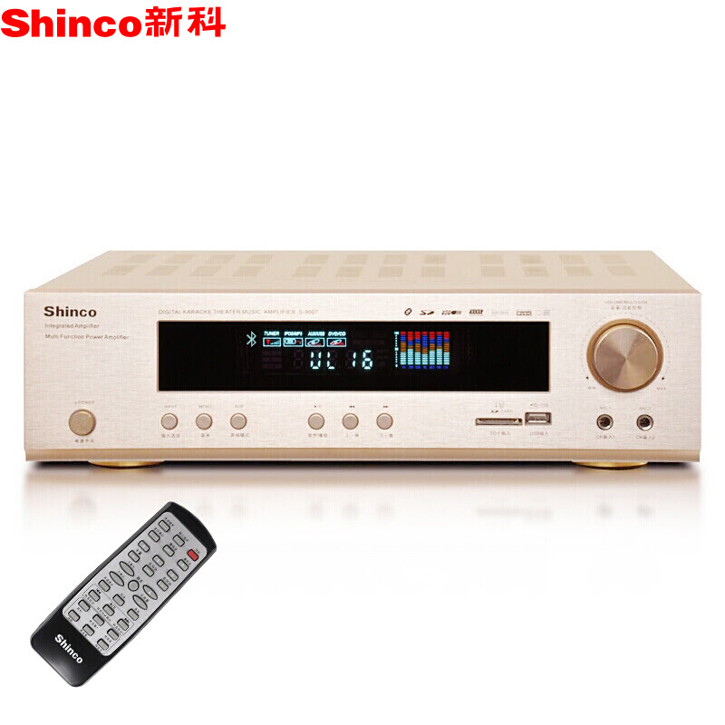 新科(Shinco)S-9007 家庭影院 功放机 300W独立5.1蓝牙家用电视音响功放器 金色