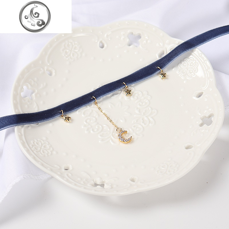 星月丝绒choker仙颈链女锁骨链项圈脖子饰品颈带网红项链chocker JiMi
