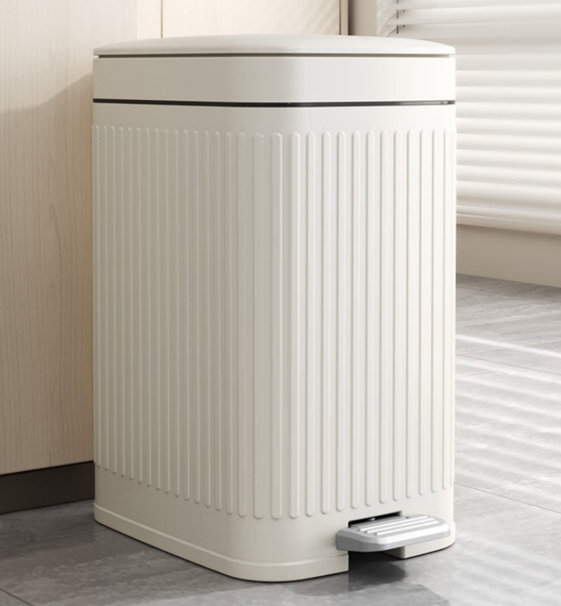 五月花 脚踏垃圾桶 14L 奶白色 WYH-GB1021