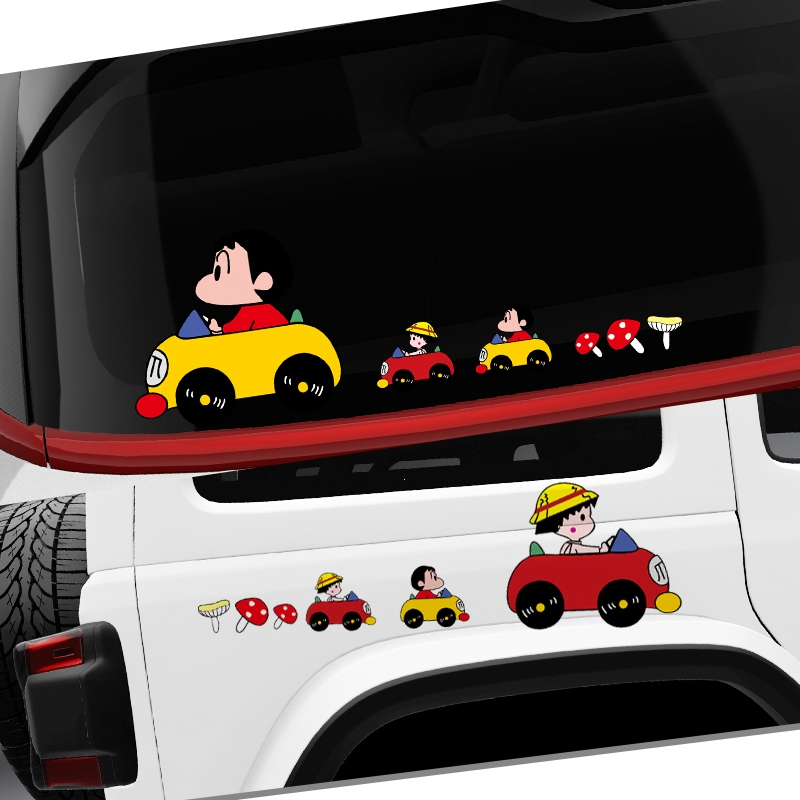 闪电客车贴个性可爱卡通划痕遮挡贴车窗车尾车身贴创意网红汽车偷看