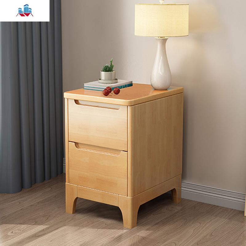 加厚北欧床头柜全实木迷你小户型简约现代卧室原木床边储物小柜子泰