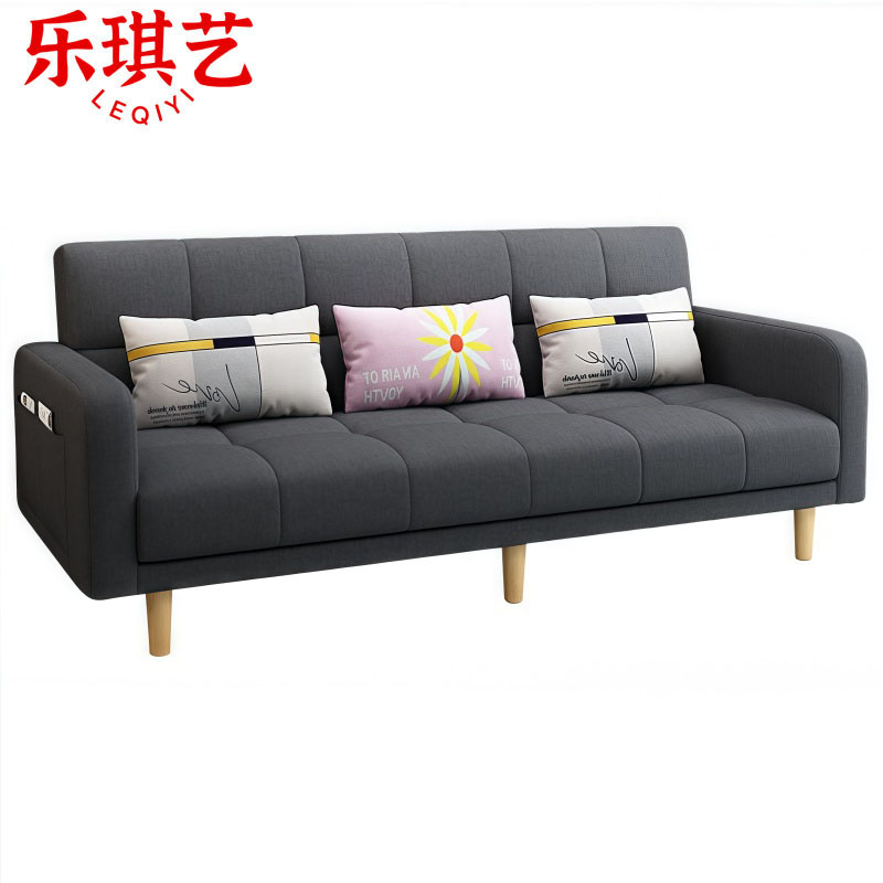乐琪艺 折叠沙发床 深灰(棉麻)张高清大图