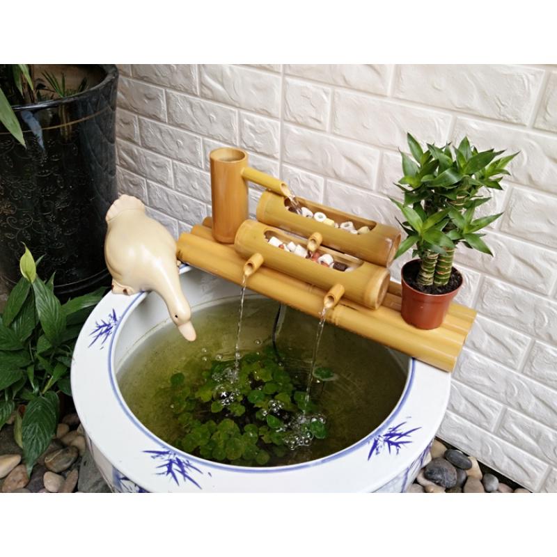 竹子流水器循环别墅庭院造景摆件陶瓷石鱼缸水池加湿过滤器 三维工匠 长度35cm不带缸高清大图