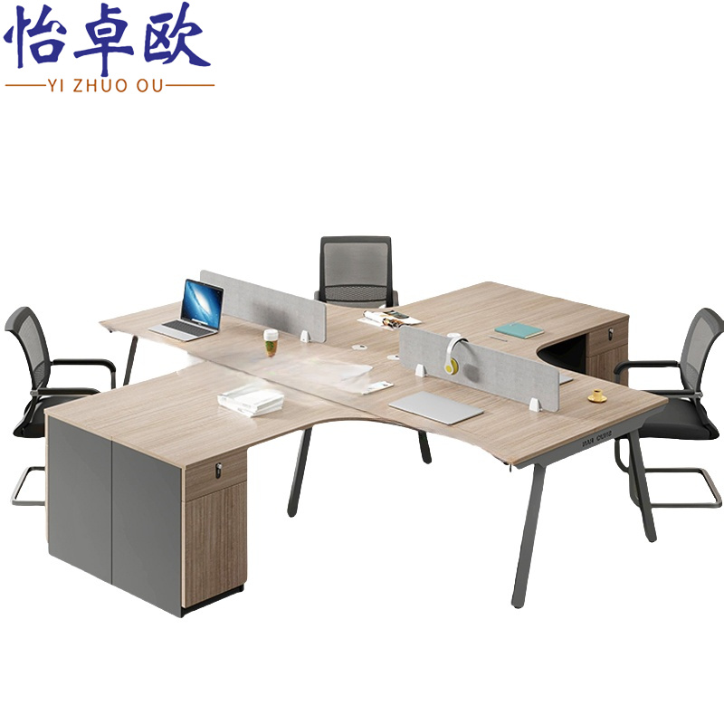 怡卓欧员工办公桌一桌四椅组高清大图