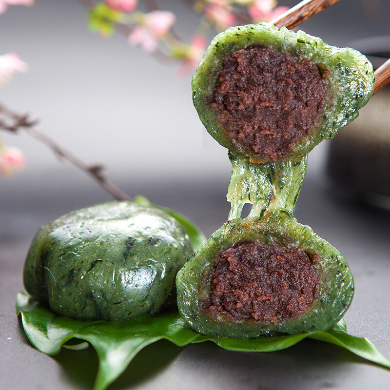 知味观 豆沙艾草青团 蛋黄肉松青团组合装 580g 传统手工糕点 艾草青团