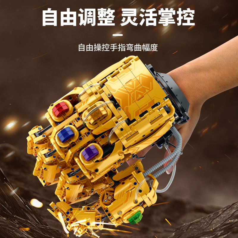万致6839机械臂宙级黄金手套可佩戴指关节伸缩液压系统高清大图