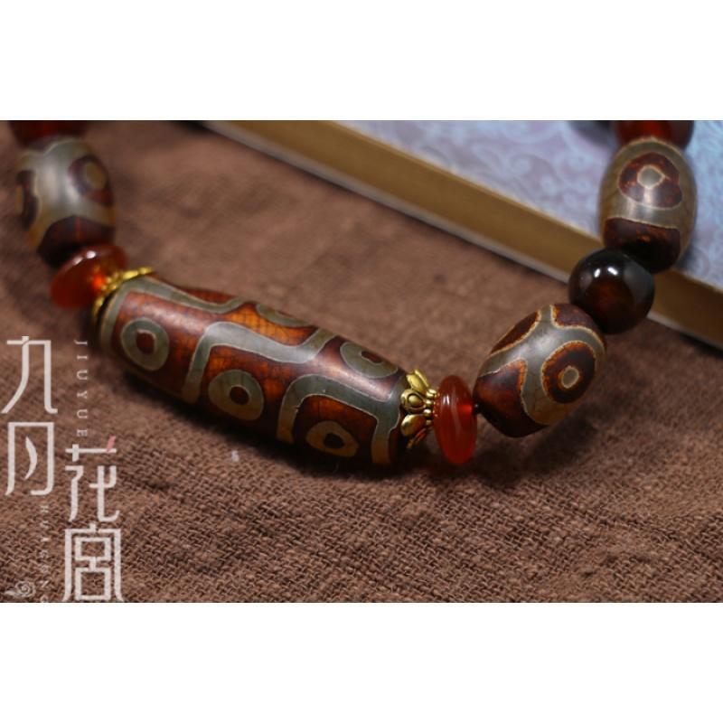 天然西藏老天珠玛瑙手串 三眼藏式民族风男士复古个性大气手链 钏送女朋友老婆生日礼物送女朋友七夕情人节礼物