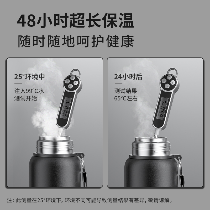 荣事达(Royalstar)全钢保温杯316不锈钢男女茶水分离泡茶杯高效保温600ml大容量黑色水壶水杯RB292205