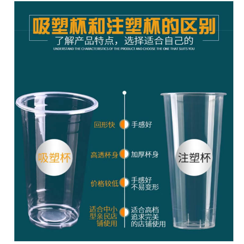 乐扣乐扣 95口径奶茶杯一次性豆浆杯子商用透明塑料杯500ml 1000个/件高清大图