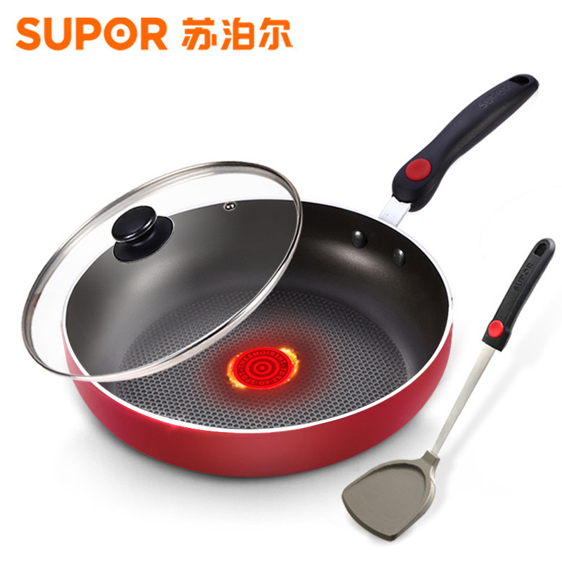 苏泊尔/SUPOR 不粘锅平底煎锅PJ26K3火红健康少油烟平底锅煎锅电磁炉,天燃气适用