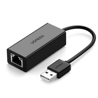 绿联 USB2.0转RJ45网线接口 百兆网络有线网口外置网口适用苹果Mac笔记本电脑转换器 黑色