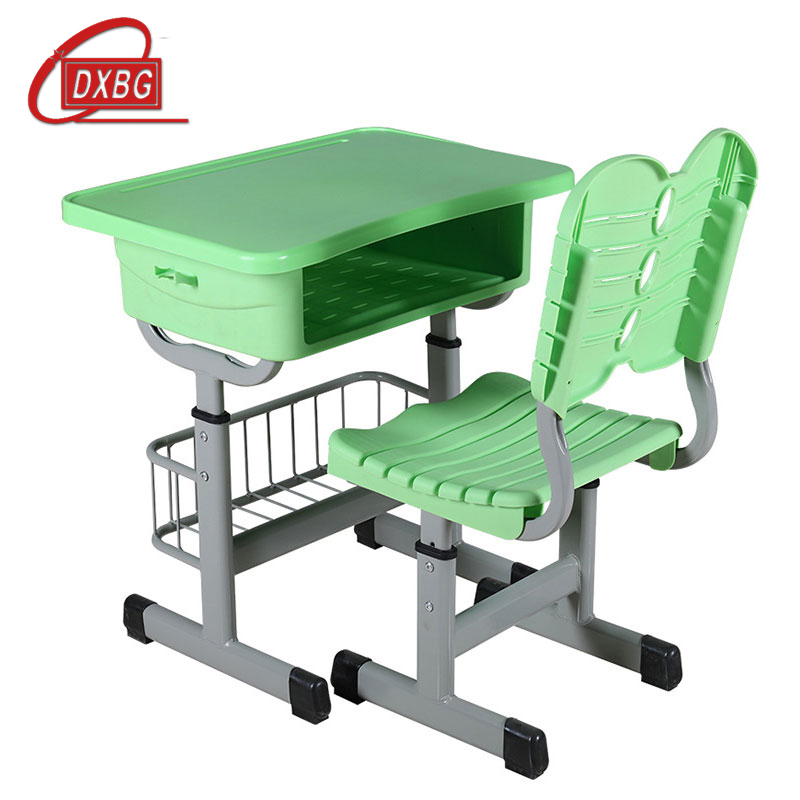 DXBG中小学生培训补习班学习桌学校写字桌套管升降塑钢课桌椅 带篮套管靠背绿色