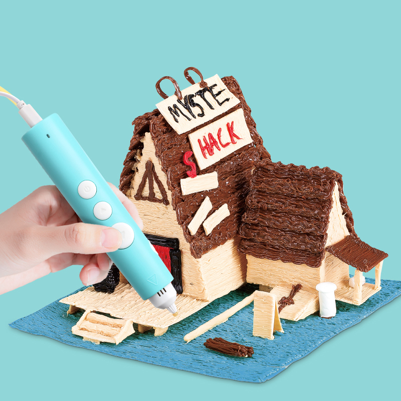 得力deli748503d绘画笔套装蓝色打印笔立体绘画笔涂鸦打印笔材料线