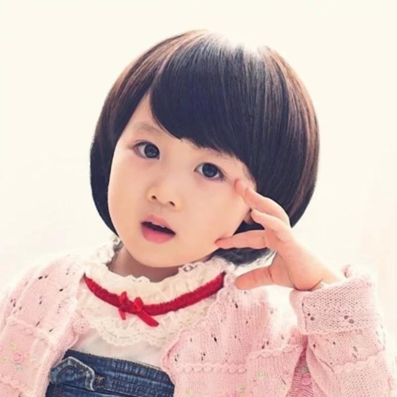 儿童假发可爱小孩女宝宝假发套 儿童长直发黑色1-4岁送发网