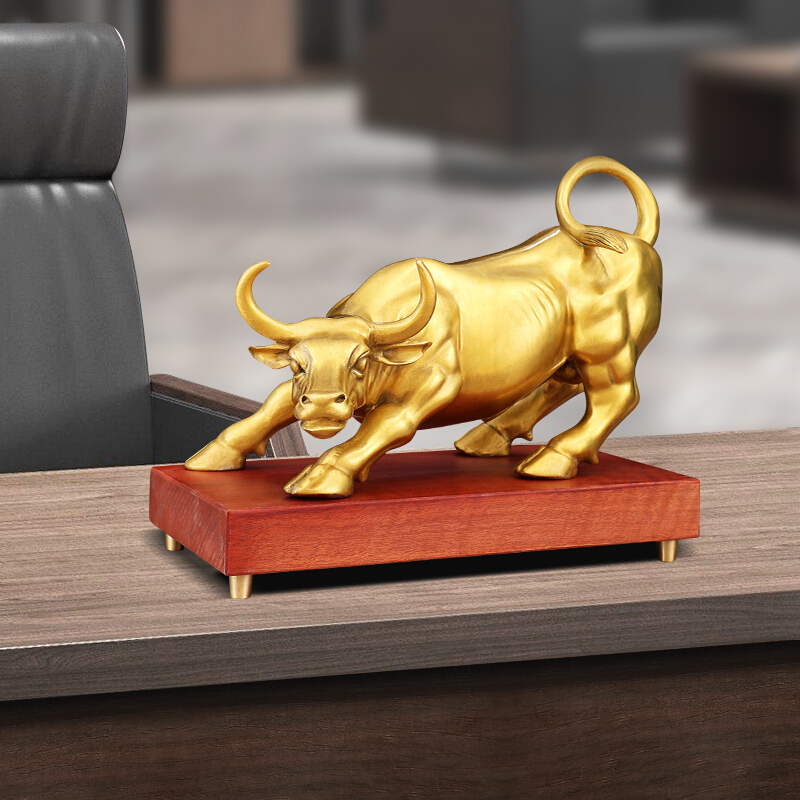 礼氏嘉 礼品开业华尔街牛摆件全铜运势如虹十二生肖牛客厅办公室摆件