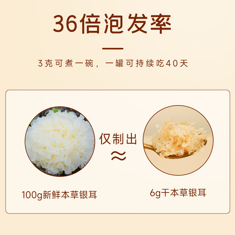 梦岭南 本草银耳干货80g/罐 正品滋补品银耳羹冲泡即食 官方旗舰店特级