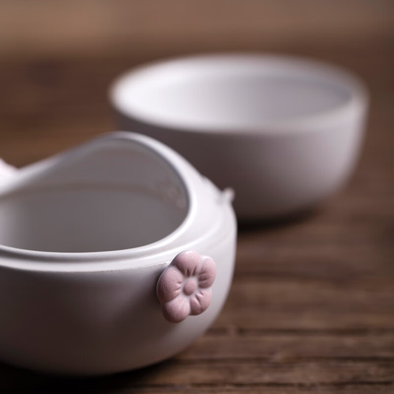 万仟堂(Edenus)快客杯旅行便携茶具一壶一杯套装女性茶具 羊脂白釉 梅花客/套高清大图