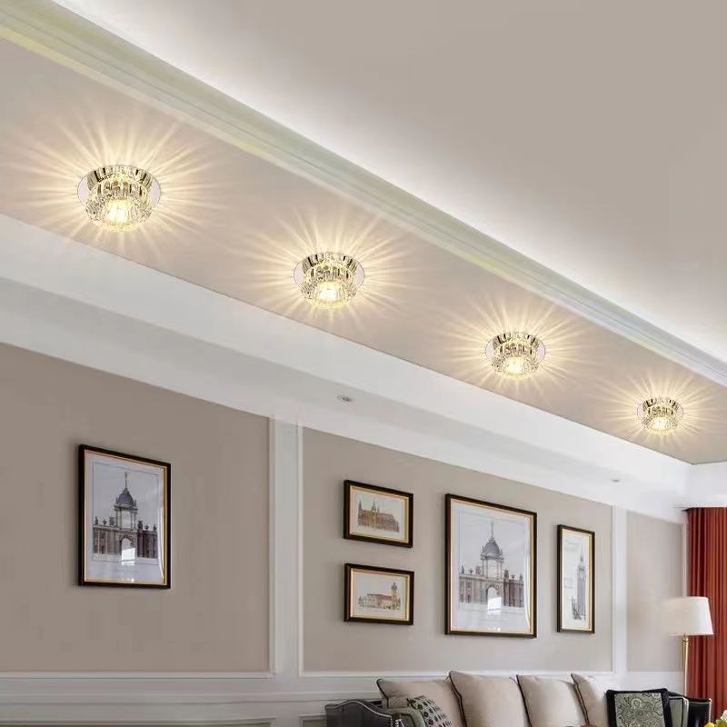 水晶led筒灯射灯嵌入式走廊灯过道灯客厅洞灯天花灯入户玄关孔灯3w暖