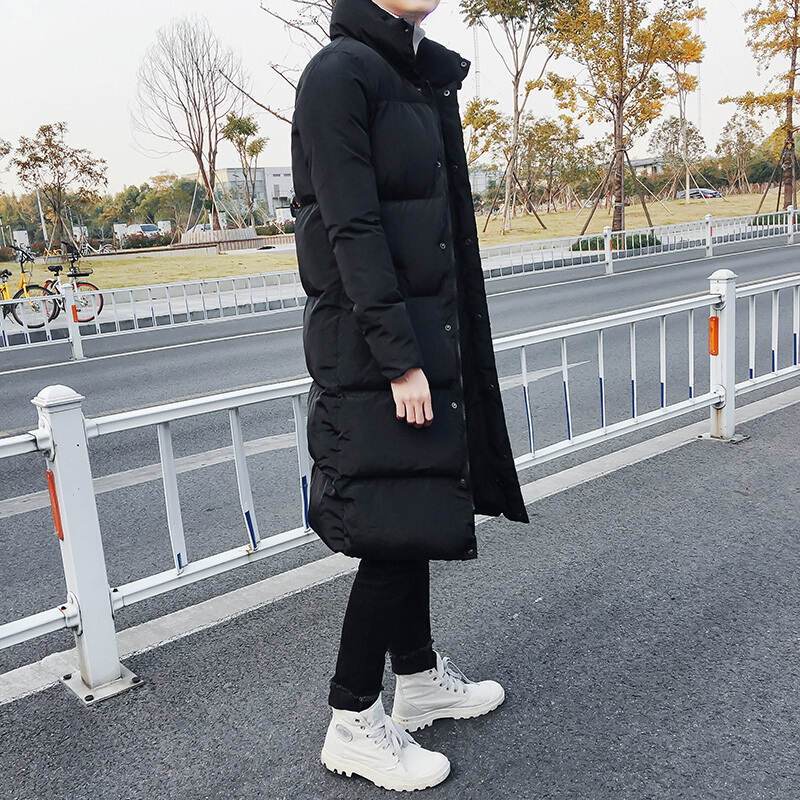 男士中长款加厚冬季大衣韩版潮修身服冬天外套