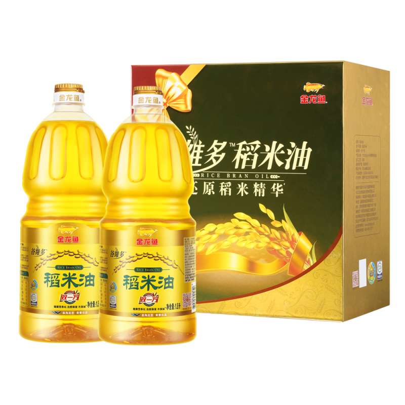 金龙鱼稻米油1.8L*2礼盒装*3