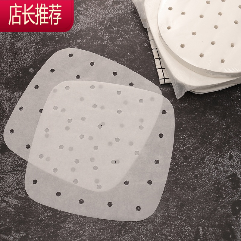 空气炸锅专用纸垫烤肉纸吸油纸圆形烤箱烤盘烘焙硅油锡纸家用JING PING 方形无孔18*18cm 100张