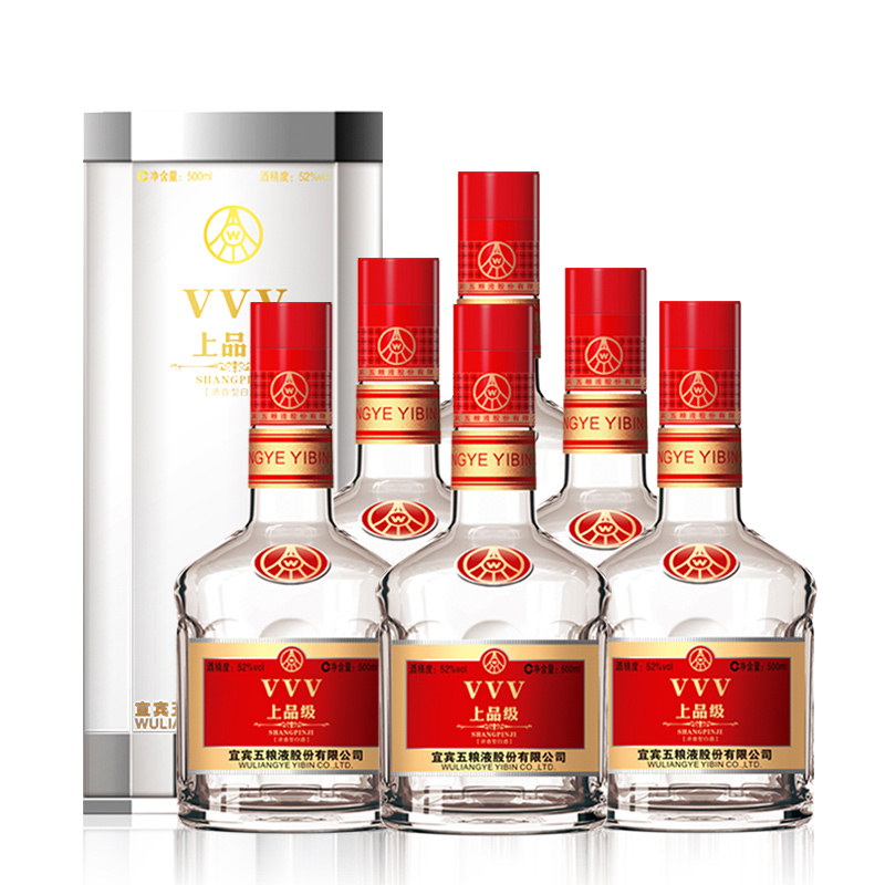 五粮液股份(WULIANGYE) vvv上品级五粮液52度浓香型白酒整箱装500ml*6瓶