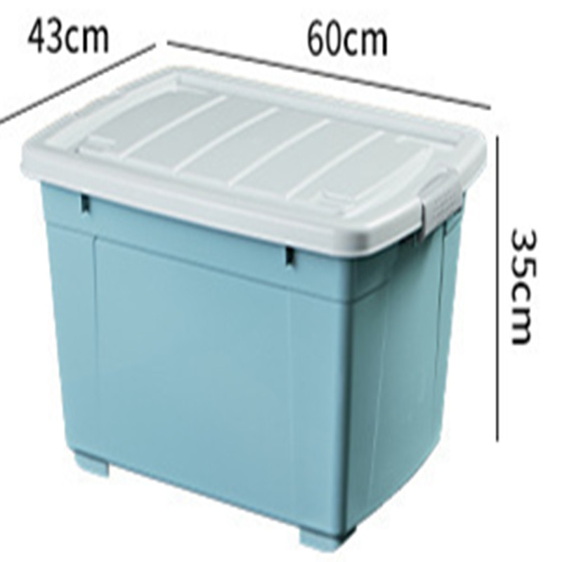 储物箱加厚长方形方桶收纳箱带盖塑料 北欧蓝 180#[长60宽43高35cm]滑轮款高清大图