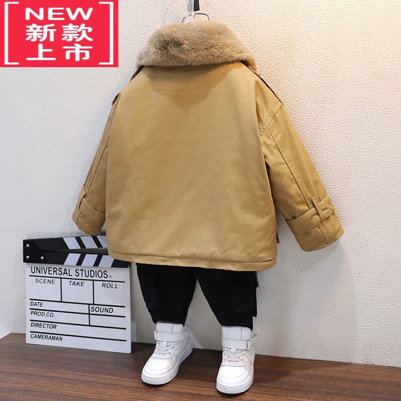可莉允男童春秋冬款外套小男孩儿童装洋气男宝宝加绒派克棉服风衣潮4岁9图片