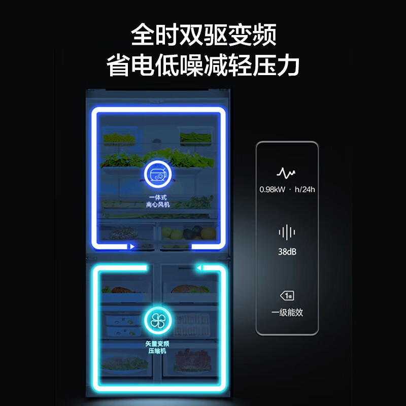 容声(Ronshen)620升四开门十字对开门双开门四门多门一级能效变频大容量超薄风冷无霜家用电冰箱