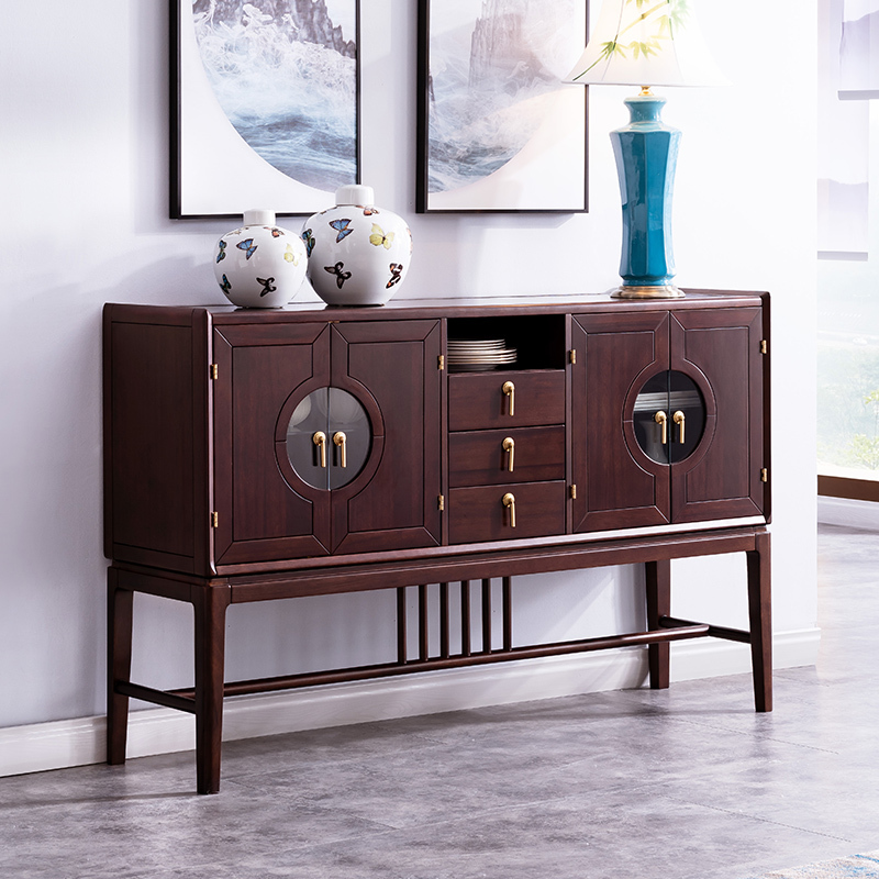 光明家具进口红斑马木实木餐边柜新中式餐厅餐边柜9094401159餐边柜