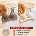 内衣女小胸聚拢显大防下垂上托收副乳一片式性感无钢圈文胸罩 34/75AB 咖啡色+香槟色
