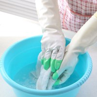 3双纯色家务清洁橡胶手套 家用洗衣洗碗 防水加厚