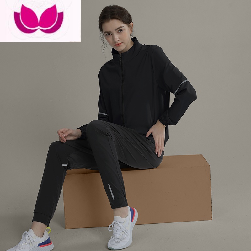 七斓运动服女跑步套装休闲宽松健身衣服胖mm晨跑房大码长袖速干衣高清大图