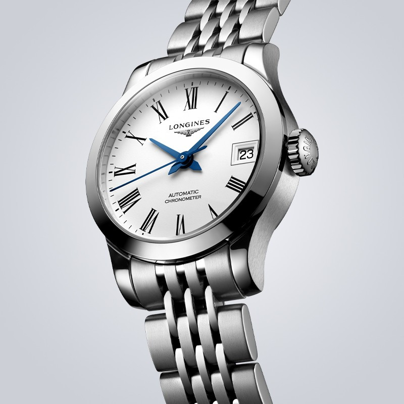 浪琴longines瑞士手表开创者系列小蓝针蓝宝石镜面送女友淑女风钢带