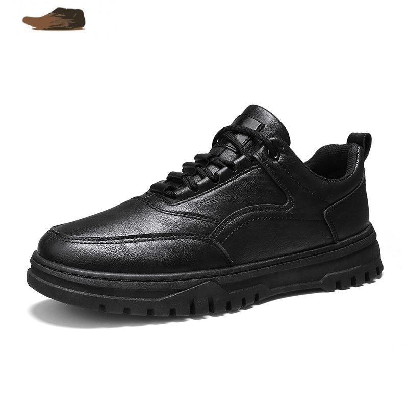 ideamini纯黑厨师鞋男防水防滑耐磨厨房专用工作鞋运动休闲皮鞋商务