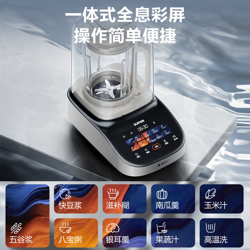 苏泊尔(SUPOR)破壁料理机家用免煮豆浆机1.5L大容量自清洁多重降噪变频细腻免滤早餐机辅食机 SP506S
