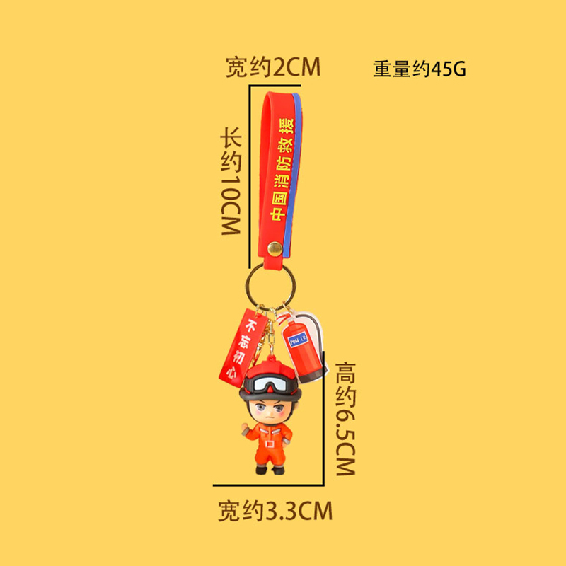 思唯美 消防员钥匙扣 原创消防员+为人民服务+消防车(5个装)高清大图